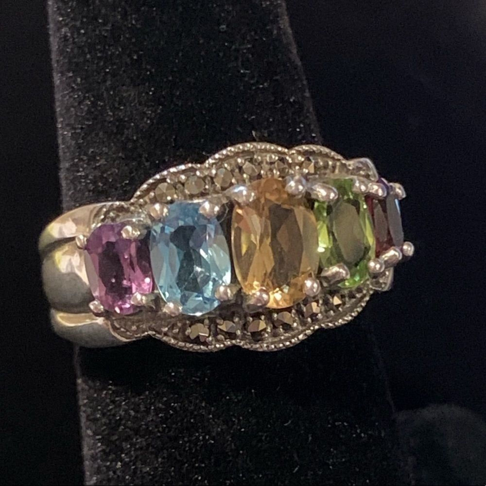 Sterling Marcasite Gemstone Ring